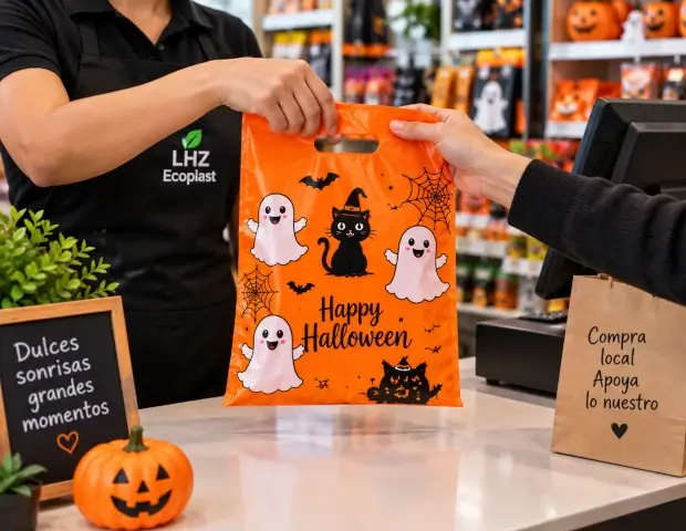 Bolsa plástica de Halloween en un punto de venta
