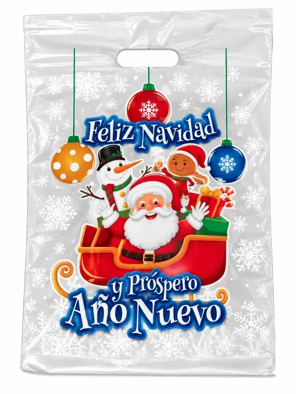 Bolsa con ilustración de Papá Noel en trineo