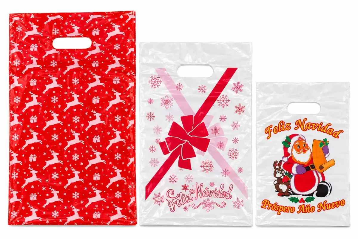 Composición de bolsas con renos, lazo y Papá Noel en medidas surtidas