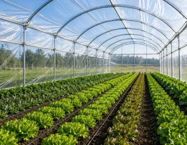 Cultivo protegido dentro de un invernadero agrícola
